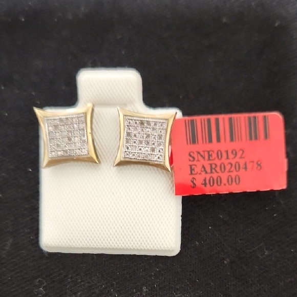 Men's Square Diamond Stud Earrings 0.14 CT